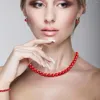 Ensemble collier et boucles d'oreilles en perles pour femmes et filles, coque ronde de 8 mm, comprenant un superbe bracelet et un pendentif, 3 pièces de bijoux