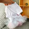 Dog Apparel Layered Rainbow Veil Puppy Summer Clothes For Small Dogs Birthday Short Sleeve Pet Dresses Princess Cat Clothing