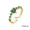 Anelli a grappolo zircone verde minimalista per le donne amano il cuore corona lacrima ad anello regolabile fidanzamento di gioielleria da sposa 2024