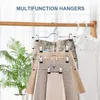 Hangers Clothes With Clips Metal Non-Slip Space Saving Pants Adjustable Swivel Hooks Skirt For Women