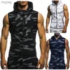 Herrtankstoppar 2020 Ny herrkamouflage väst vår sommar militär huva ärmlös tröja manliga modemärke klädgymblåsare som kör yq240131