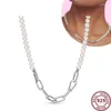 Chains Selling 925 Sterling Silver Exquisite Me Series Pearl Original Women's Logo Ring Chain Necklace Engagement DIY Charm Jewelry