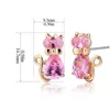 Stud Cuping sevimli 5colors CZ Bow Düğüm Kitten Gato Kitty Kedi Kadınlar Çocuklar Çocuklar Çocuklar Bebek Altın Renk Takıları AROS ARETES