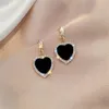 Dangle Earrings Pearl Koreas Style Vintage Square Heart Pendant Gold Silver Color Women Girl Fashion Jewelry