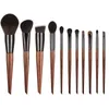 CHICHODO Makeup BrushThe Amber Series Carved Tube Brushes11pcs Natural Hair SetPowder Foundation Eyeshadow Makeup Tools 240124