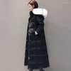 Women's Trench Coats 2024 Large Size Cotton Coat Mid-length Fashion Loose Fit Over The Knee LongFurCollar Winter