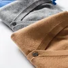 Pulls pour hommes automne hiver décontracté laine cardigan pull épaissi cachemire couleur unie manteau à col en v