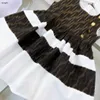 ブランドベビースカート夏のスプライシングデザインガールドレスサイズ110-160キッズデザイナー服ゴールドボタンチャイルドフロックヤン20