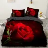 3D Rose Heart Bedding Set Nordic Duvet Cover 150x200 220x240 King Size Quilt Cover Modern Cat Wolf Print Pillowcase No Bed Sheet 240127
