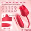 Foot Massager Toys Masrs Rose Shape Sucking Vibrators 10 Speed Strong Shock Licking Double Heads Dildos Vibrator Female Drop Delivery Dhmvi