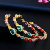 Pendientes de aro ThreeGraces de diseño de lujo colorido CZ cristal gota de agua círculo grande redondo para Mujer Pendientes Mujer E1322