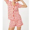 Женская одежда для сна, пижамный комплект в стиле Preppy Monkey, женская одежда Y2k, однобортная рубашка с воротником с лацканами и короткими рукавами, топ и шорты 2000-х годов