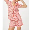 Kvinnors sömnkläder Preppy Monkey Pyjamas Set Women Y2K Clothel Collar Single Breasted Short Sleeve Shirt Top and Shorts 2000s