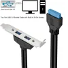 Kable komputerowe 2 porty żeńskie tylne panel USB 3.0 do płyty głównej 20pin Adapter kabla złącza z złączem z PCI Wspornik płyty 50 cm