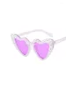 Okulary przeciwsłoneczne duże perły w kształcie serca Uv400 urocze moda miłosne okulary dla kobiet