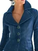 Frühlingsmode-Revers-Jeansjacke für Damen, einreihig, ultradünn, einfarbig, blaue Jeans mit 3/4-Ärmeltaschen, Jacke ohne Aufdruck, gutes Produkt 240131