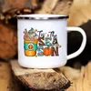 Mugs Pumpkin Drinking Coffee Mug Thanksgiving Enamel Chocolate Milk Handle Cups Farm Party Gifts For Family Friend Lover