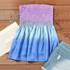 Kobiety z czołgów gradient elastyczne opakowanie na klatkę piersiową Top Kobiety Bandeau plisowana bluzka bluzka boho koszula wakacyjna wakacje Summer Smocked Camis Tops