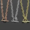 Europe America Fashion Style Men Lady Women Gold-Silver-Rose gold Metal Lovers Thick Necklace With Engraved H Letter Clasp Pendant3295