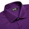 Hi-Tie Plain Solid Silk Men's Shirts Purple Long Sleeve Lapel Dress Suit Shirt Shirt Shirt Blue Micro Elastic bekväm bröllopsföretag 240126