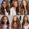 Perruque Full Lace Frontal Wig Remy naturelle, cheveux humains, Body Wave, brun chocolat, pre-plucked, couleur transparente Hd, 13x4, pour femmes