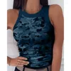 Damen-Tanks, Sommer, Camouflage-Druck, Damen-Tanktops, Weste, T-Shirt, schmale Passform, ärmellos, O-Ausschnitt, Damen, Sport, Fitness, Laufbekleidung