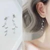 Fascino Nuovi orecchini in argento con foglie di salice agugliato Orecchini da donna con nappe lunghe a temperatura semplice Gioielli da donna gi272S
