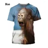 Men's T Shirts 3D Printed Shirt Animals Orangutan/monkey Casual Short Sleeve O-neck Summer