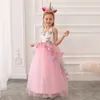 Girl Dresses Girls Unicorn Dress Kids Floral Communion Ball Gown Floor Length Children's Evening Party Long Tulle Tiered Tutu