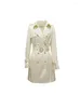 Trenchs de femmes classiques perle blanche satin de soie manteau élégant bureau professionnel rassemblement luxetrenchcoat longueur moyenne GL