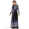 Ethnic Clothing Middle East Fashion Velvet Print Dubai Abaya Turkey Kaftan Islamic Muslim Woman Maxi Dress Ramadan Arabic Modest Robe