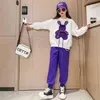 Clothing Sets Junior Girls Sweatshirt And Trousers Children Cartoon Tops Sweater Pants 2Pcs Outfits Student Loungewear Clothes For 4-16Y