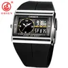 Ohsen Brand LCD Digital Dual Core Watch Wathproof Outdoor Watches Arect Chronograph Backlight Black Rubber Men Wristwatch L223Z