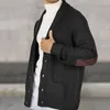 Maglioni da uomo Cardigan con braccio impiombato in finta pelle scamosciata, cappotto con risvolto lavorato a maglia caldo e spesso con patchwork per uomo invernale