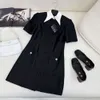 Summer Women Dresses Designer Dress Fashion Hot Rhinestone Buttons Multi-Pocket Shirt Dresses Short Sleeve Lapel Solid Color Mini Dress