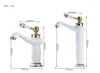 Bathroom Sink Faucets Vidric Basin Faucet Gold And White Wash Luxury Taps Single Handle Vanity Hole Mixer Water Tap