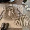 Zestawy odzieży Zestaw ubrania Baby Girls Faux Furt Płaszcz jesień zima dzieci wełniany sweter z dzianiny