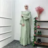 Ethnic Clothing Hand Made Diamond Beading Muslim Peignoir Robes Syari Dubai Fashion Female Full Length Ruffles Abaya Dress With Belt