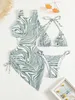 Women's Swimwear 3 Pieces Graphic Print Bikini 2023 Swimsuit Women Cut Out Cover Up Swimwear Female Beachwear Bathers Bathing Swimming Suit J240131