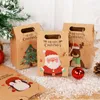 Geschenkpapier 6 Stück Weihnachten Süßigkeiten Kraftpapier Box Weihnachtsmann Elch Kekse Verpackung Taschen für Jahr Weihnachten Party Dekor Kinder Gefälligkeiten Navidad