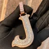 Halsketten Blasenbrief anfängliche Halskette aus Pendellöte Baguette -Prong Setting Micro Pave Zwei -Ton -Hüft -Hop -Schmuck für Frauen