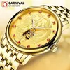 Armbandsur Schweiz Carnival Automatiska mekaniska herrklockor Dragon Diamond Sapphire Skeleton Waterproof Clock C8798282D