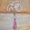 Hänge halsband regnbågen naturliga stenar chakra hjärtformad om charm toassel halsband kvinnor 108 mala radband knutna smycken300w