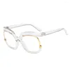 Solglasögon 2024 Fashion Retro Round Anti Blue Light Women Glasögon Vintage Overdized Frame Clear Computer Gereglasses Ins Trendladies Reading