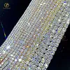 Dropshipping 2mm 3mm 4mm 5mm Catena Hip Hop Argento 925 Vvs Moissanite Catena da Tennis Donna Uomo Collana Passa Catene di prova di diamanti