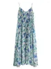 Casual Dresses Dushu Little Fresh Semester Style Halo Dye Printed Strap Dress Summer 2024 Slim Women Blue Boho