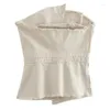 Women's Tanks TRAF Off Shoulder Bustier Top Woman Frayed Asymmetric Crop Women Y2K Sleeveless Tube Backless Sexy Summer Tops