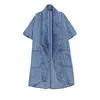 Women's Trench Coats 2024 Autumn Fashion Casual Niche Design With Irregular Hem Solid Color Long Denim Coat For Women