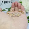 Bangles DOREMI 9mm Initial Letter Name Cuff Bangle Personalized Jewelry Women Gift Bangle Bracelet Name Custom Zircon Bangle