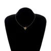 Choker Chokers Fashion Luxury Black Crystal Glass Bead Chain Necklace for Women Flower Lock Joolar Jewelry 2024